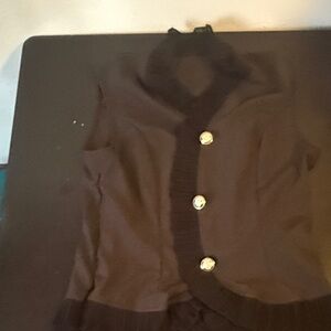 Black Sleeveless Blazer with Button Details